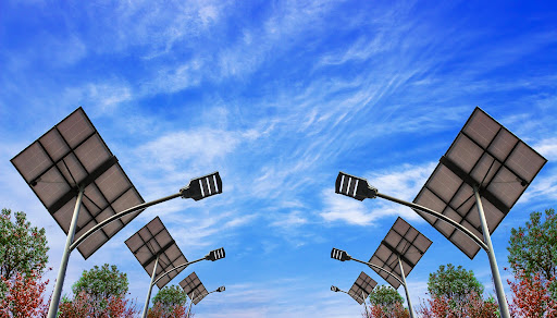 light post with solar panels | community beautification